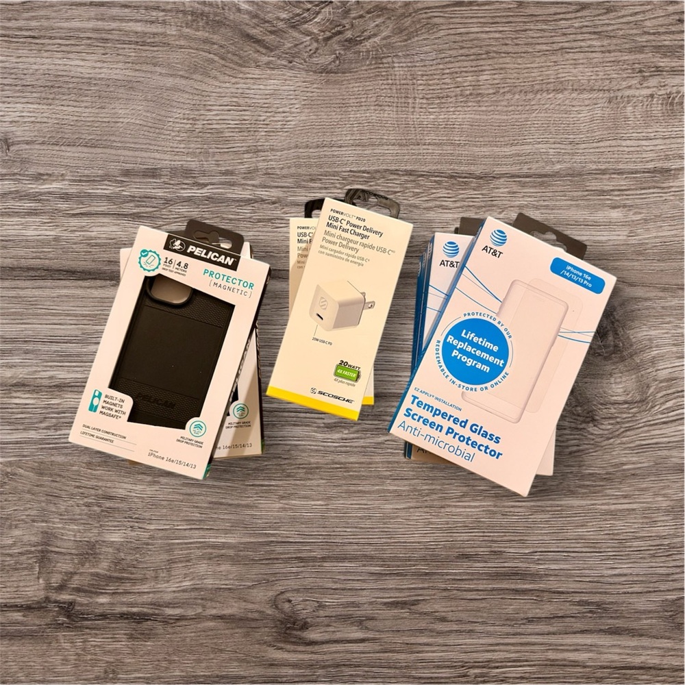 Set #2--iPhone Case for 13/14/15/16e Wall Charger/Screen Protector - Apple Lot!